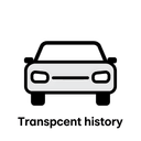 Минималистичная плоская иконка, символизирующая прозрачную историю автомобиля Carfax на белом фоне